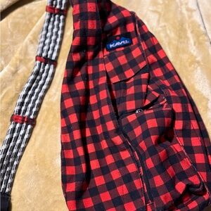 Kavu Red and Black Checkered Sling Bag